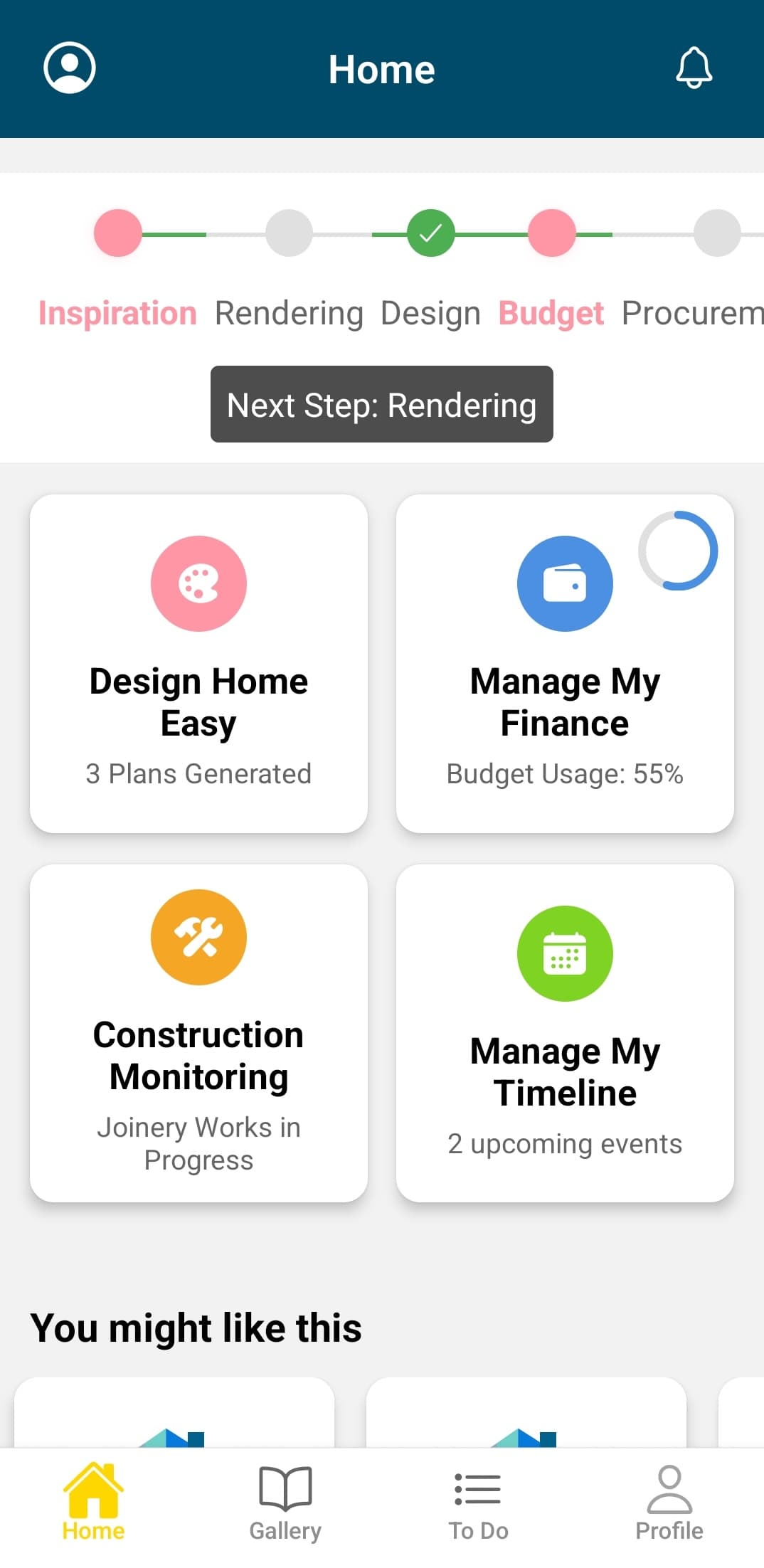 HomePM Smart Budgeting dashboard